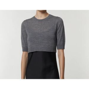 SAINT ART Norah Wool Cropped Sweater Heather Grey Large